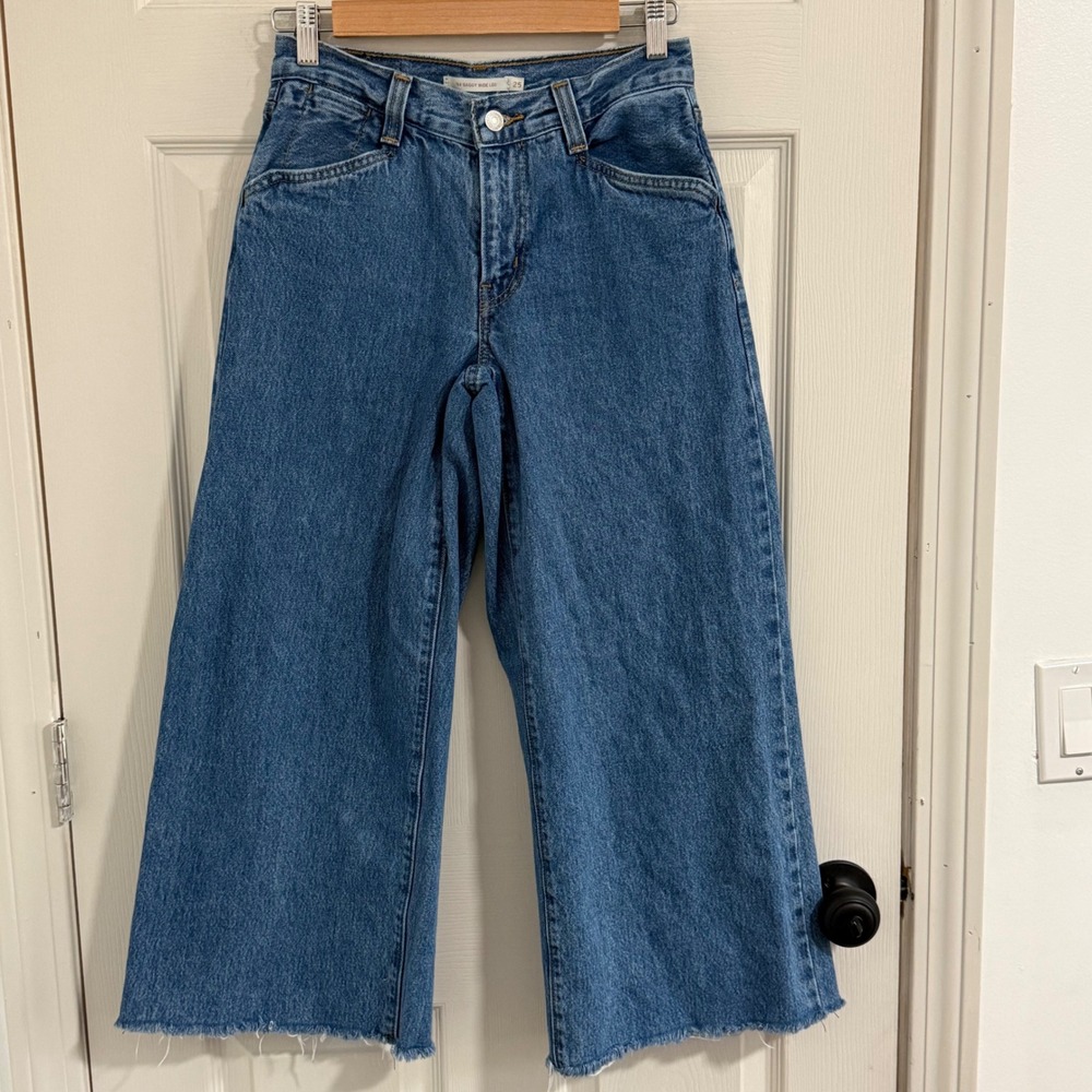 Levis 94 Baggy Wide Leg Jeans Women 25 Blue Medium Wash High Rise Y2k Streetwear